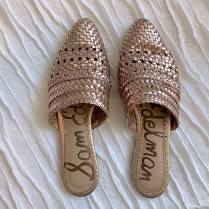 Sam Edelman Natalya rose gold woven mules flats size 6.5